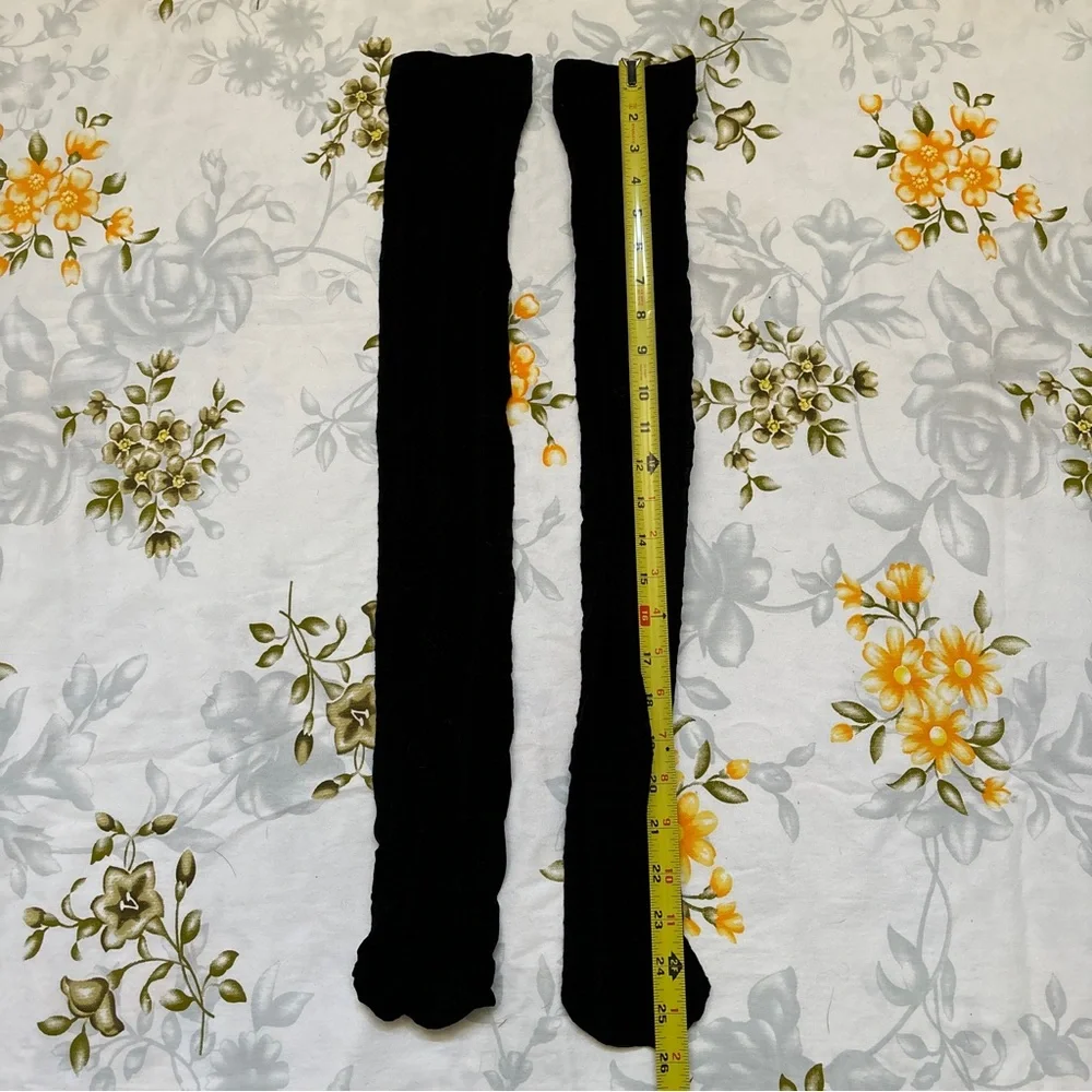 Black Patterned Thigh Highs